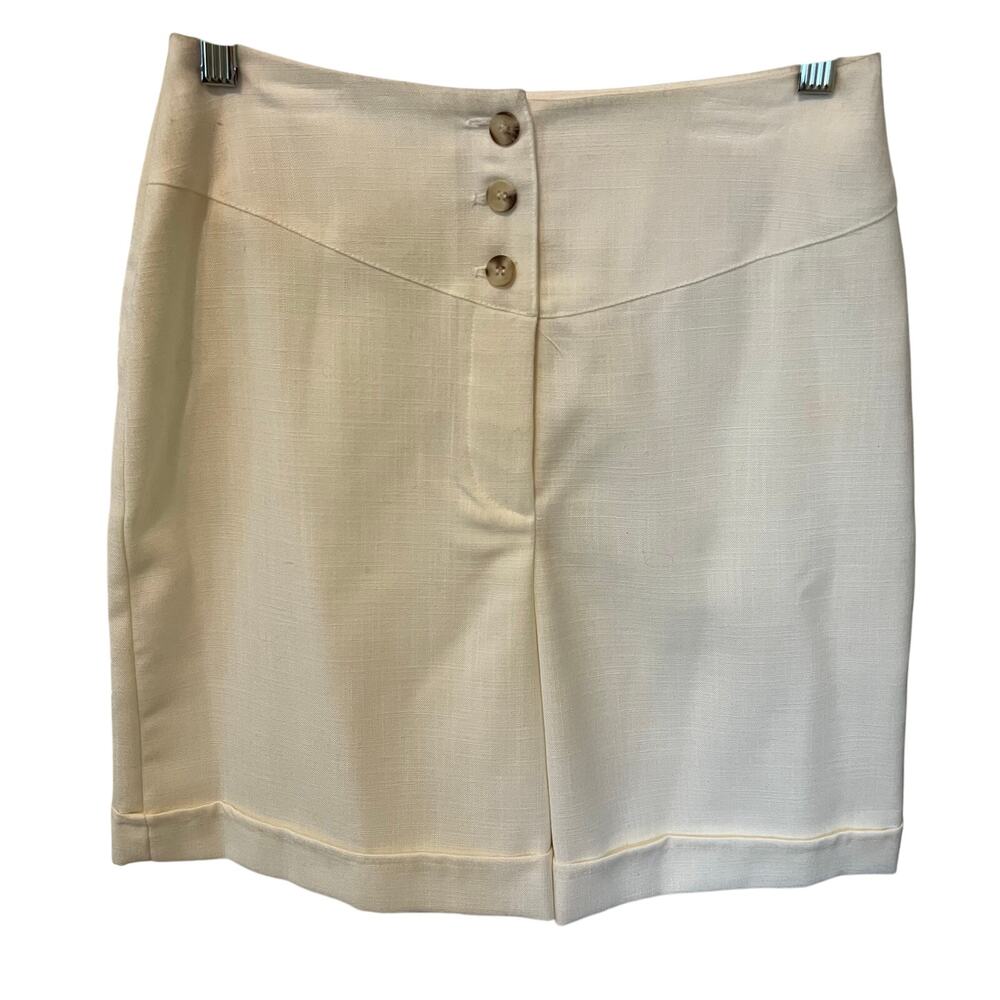 Vintage lew magram Women's Linen Blend White Dress Shorts Size 6 Made in USA